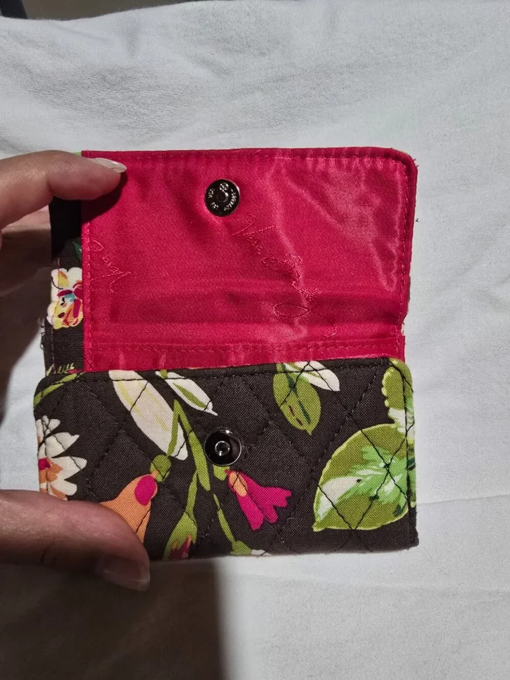 Vera Bradley "English Rose" Quilted Small Kisslock Clutch Wallet Floral Coin - Picture 4 of 9